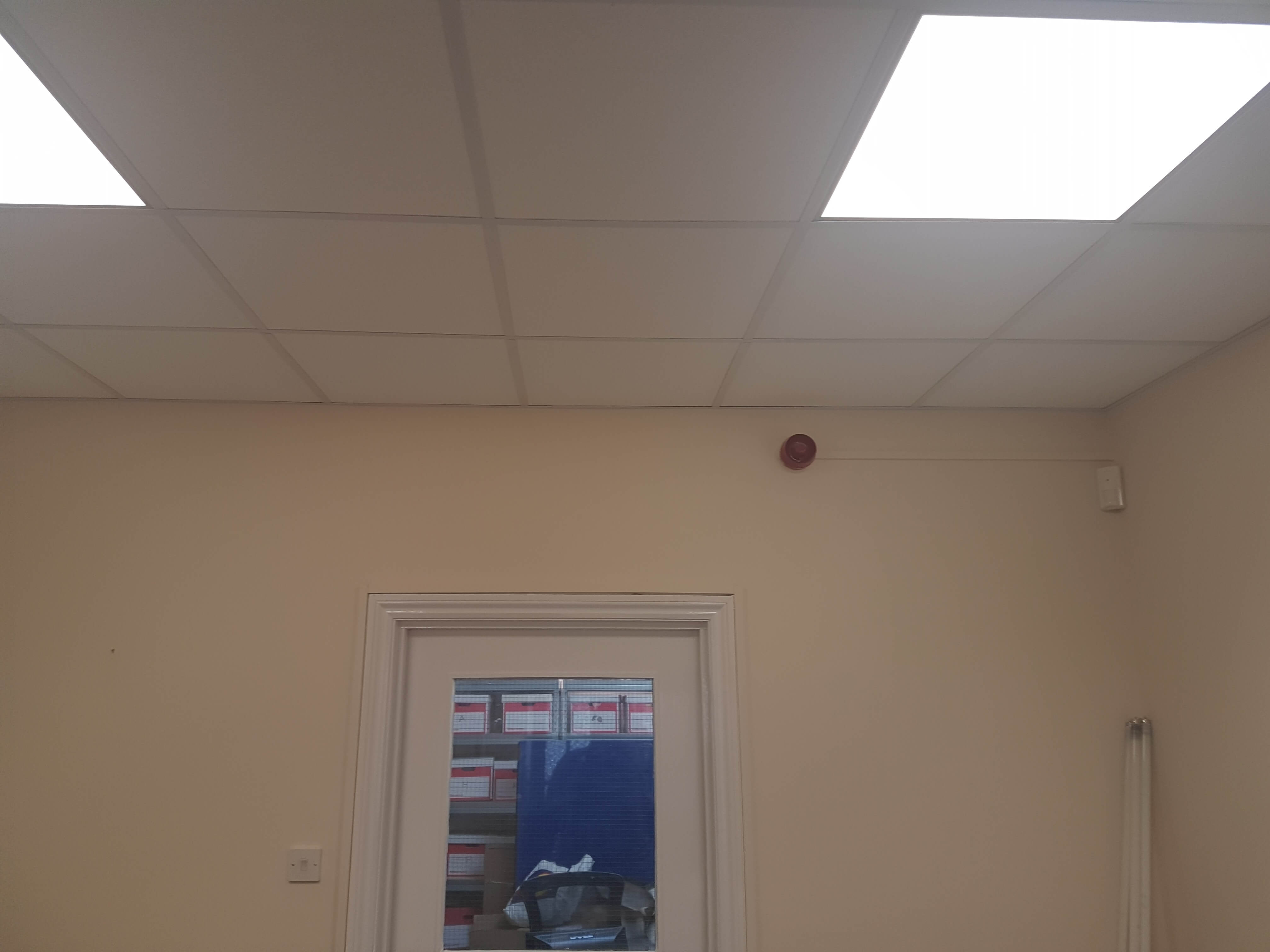 Suspended ceiling above the alarm