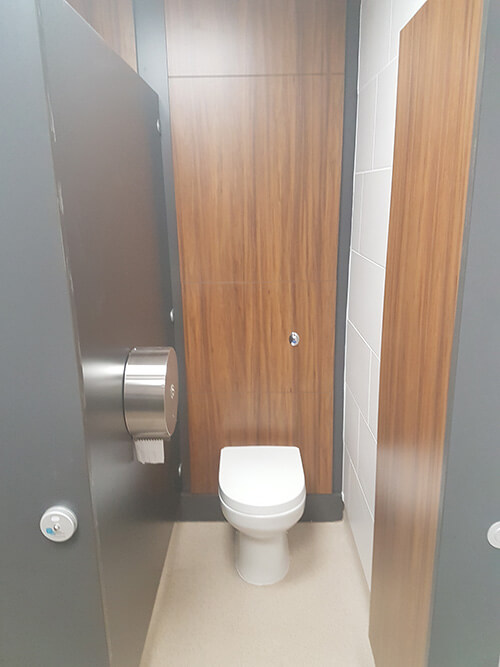 Stainless steel toilet roll holder to complement the modern toilets.