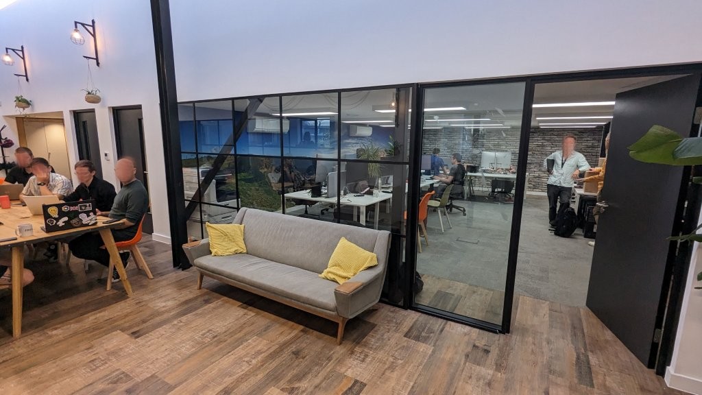 Industrial style glass partition alterations in Frome