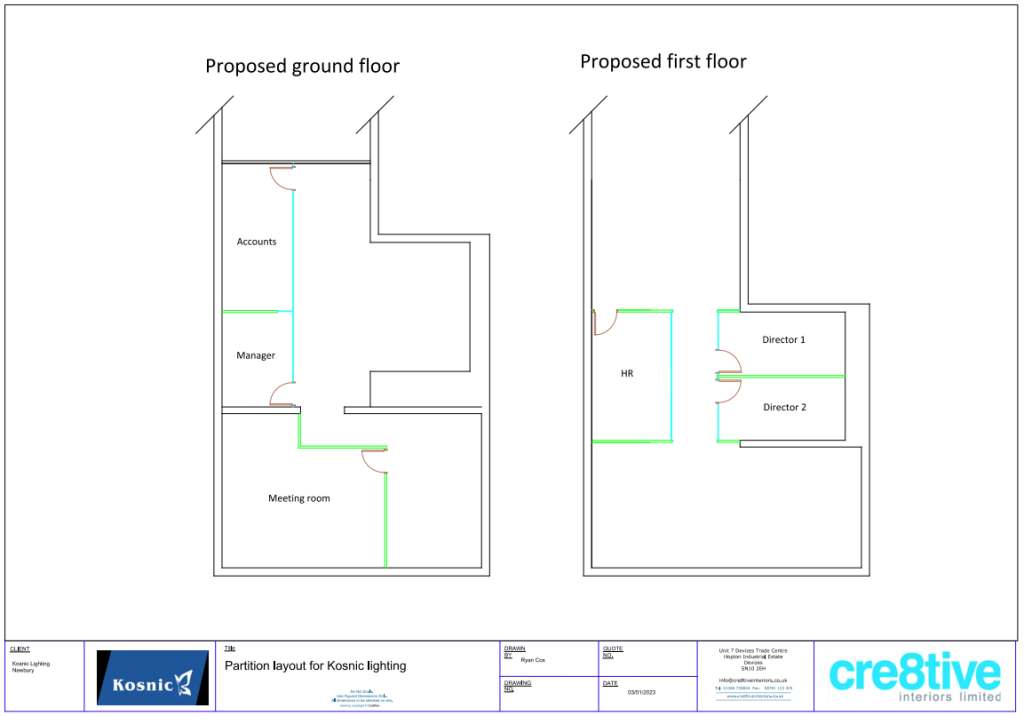 Glass fronted Partition layout
