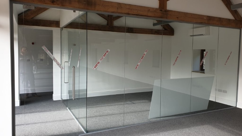 Meeting room glass installed