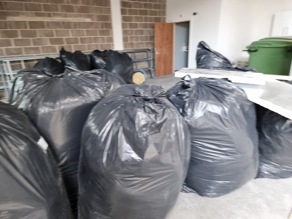 Bagged insulation over the grid