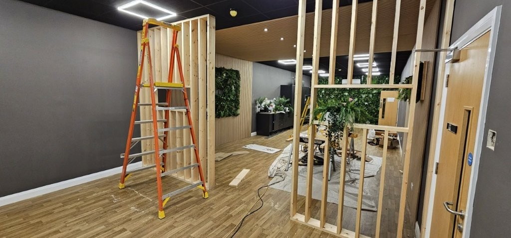 Bespoke timber screens being built