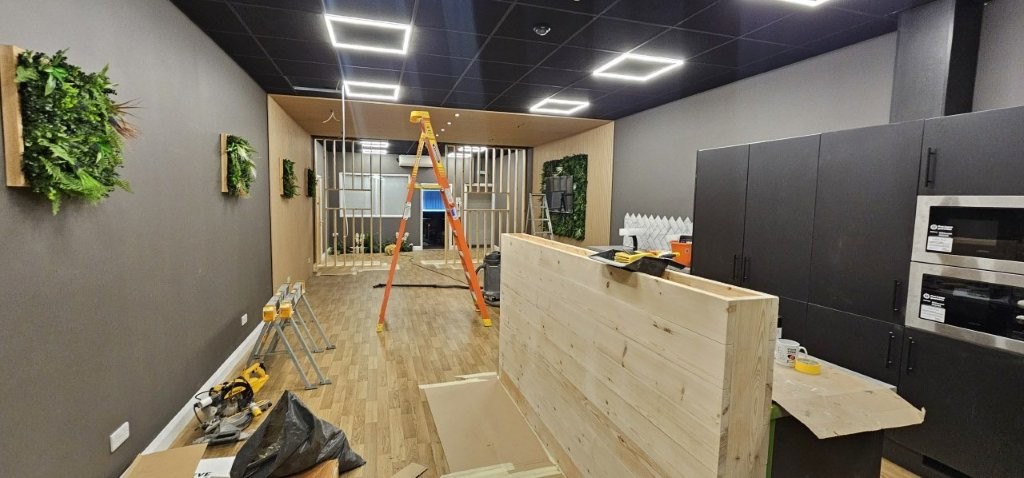 Island planter being built