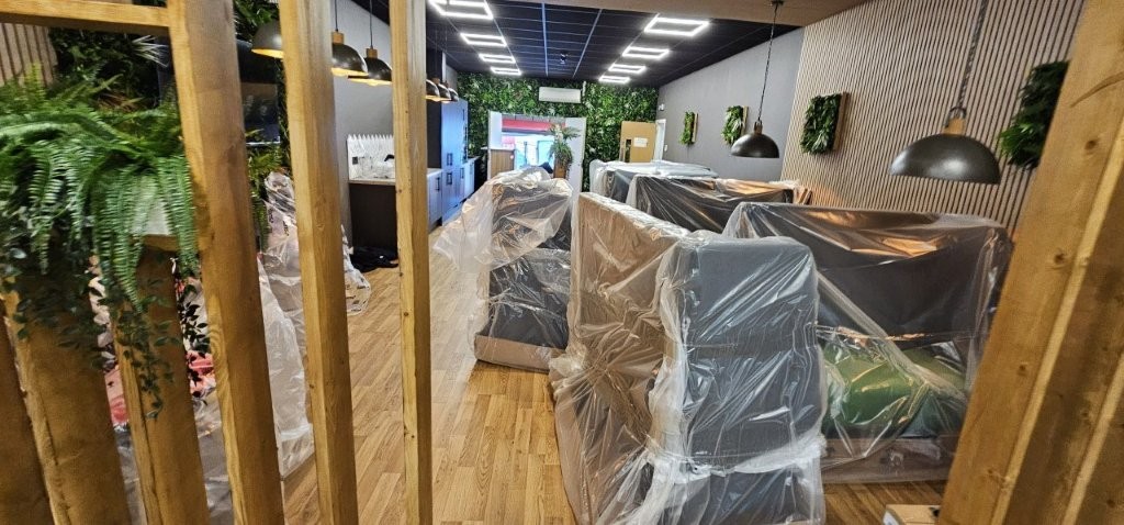 Breakout space furniture being delivered