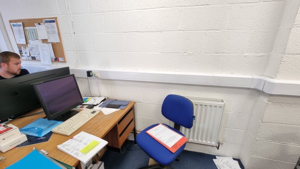 Perimeter trunking and radiator pipes to cut around