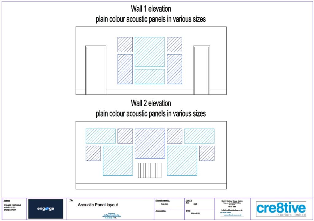 Plain colour acoustic panels plan