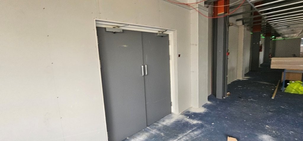 Dry-lining being installed