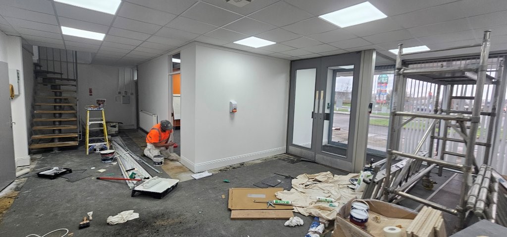 New LED lights and walls being decorated