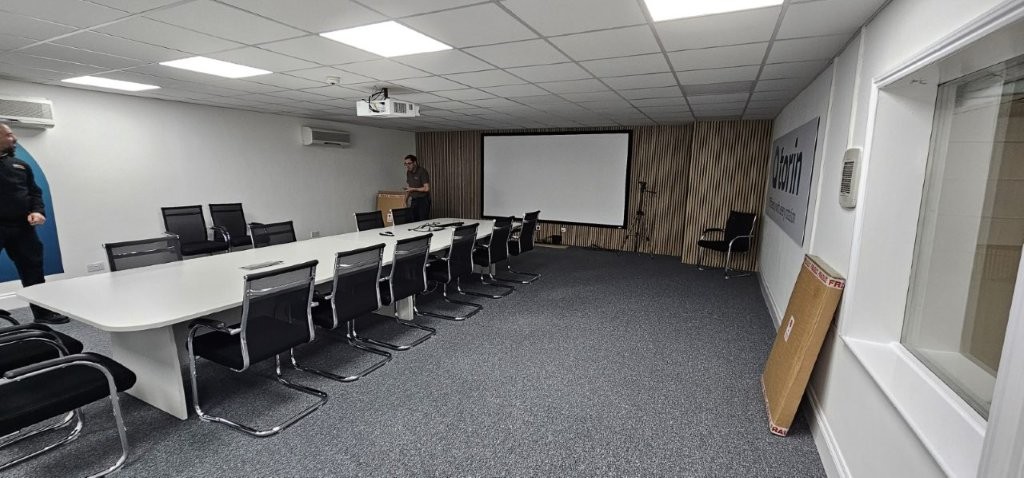 New carpet and modern feature wall