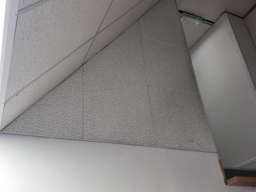 Ceiling tiles on walls