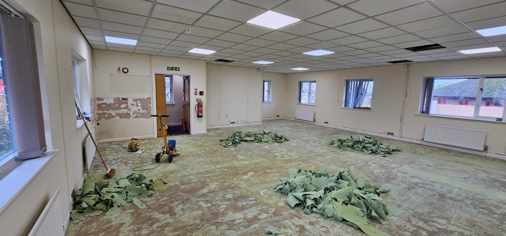 We had to hire a mechanical floor scraper